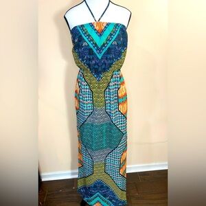 Jealous Tomato Boho Tribal Aztec Print Maxi Dress size Small